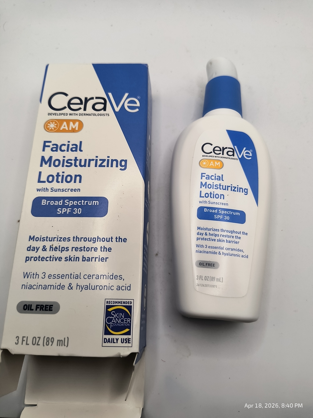 Cerave AM Facial Moisturizing Lotion SPF 30 Broad Spectrum 3 Floz